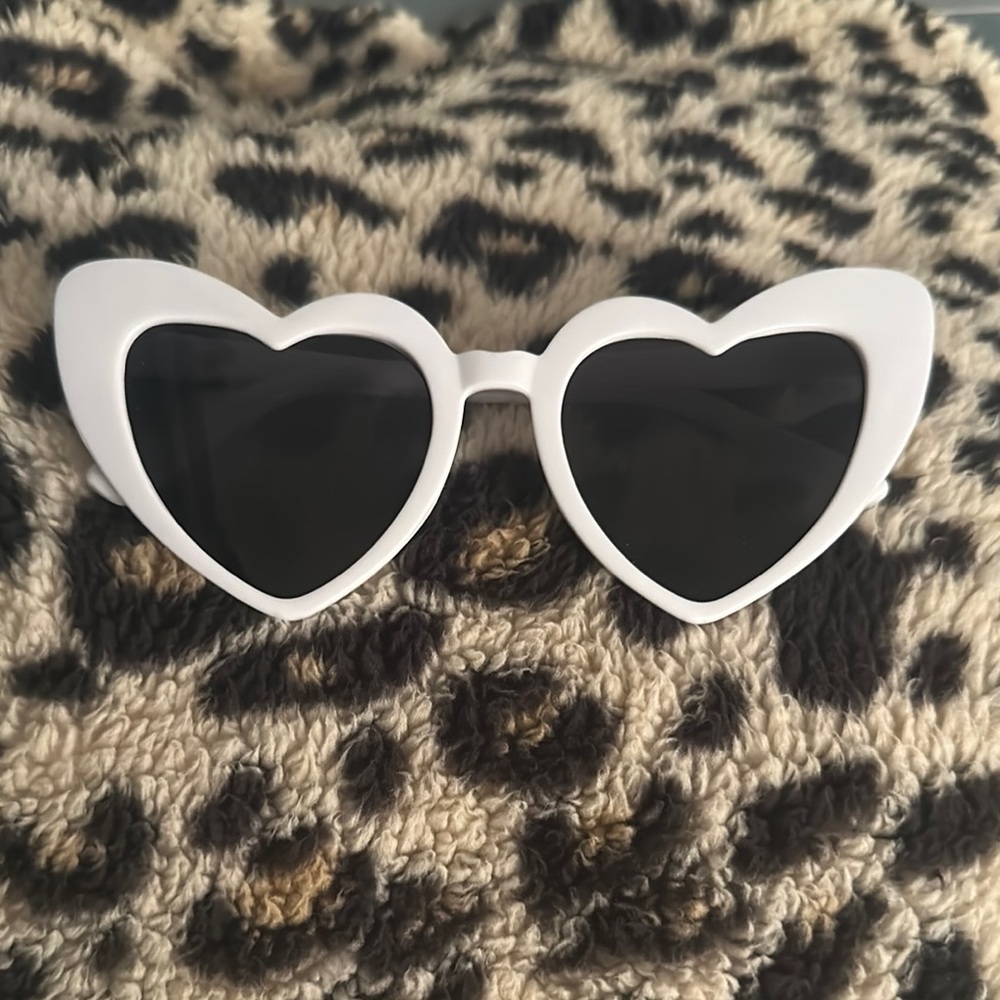 Heart-Shaped White Sunglasses